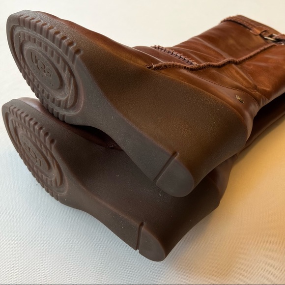 UGG Maxene Leather Tall Wedge Boots Style 1942 - Picture 7 of 14